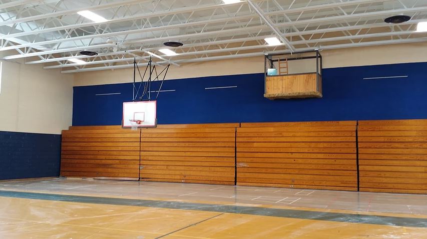 School Gym Painting: Completed (ceiling and walls painted)